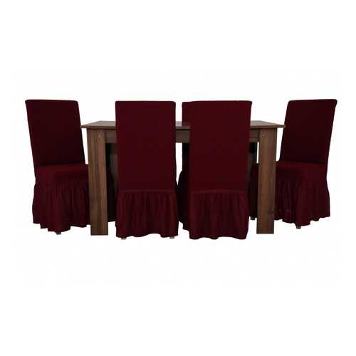Чехлы на стулья с оборкой Venera Жаккард, цвет: бордовый, комплект 6 штук в Ангстрем