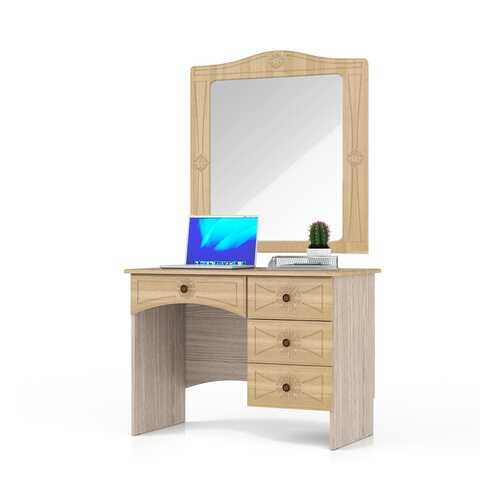Стол с зеркалом Мебельный Двор Онега МД-1-06+ЗН-1 лён/ясень шимо светлый 102х59х185 в Ангстрем